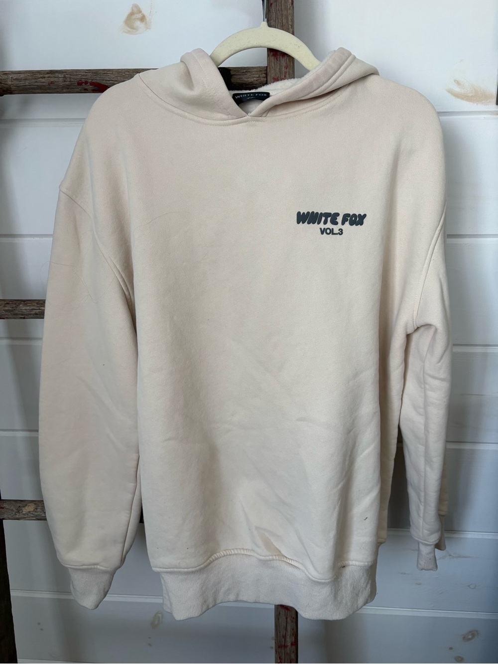 White Fox Boutique Beige Logo Hoodie
